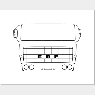 Vintage 1970s ERF B Series lorry black outline graphic Posters and Art